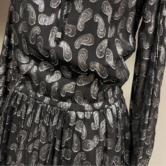 Michael by Michael Kors long sleeve Black Paisley Dress size Extra Small - Picture 3 of 14